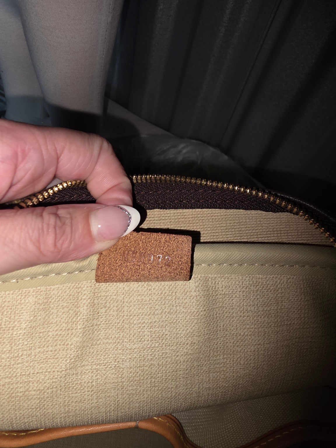Interior leather date-code tab detail