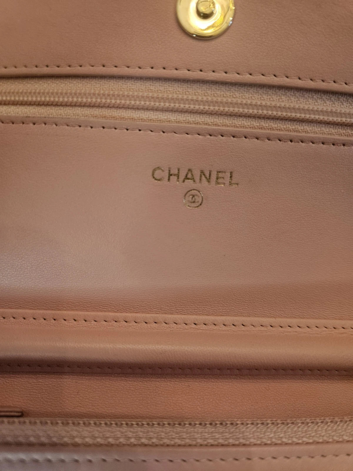 Authentic Tweed Chanel Wallet on Chain with Charm