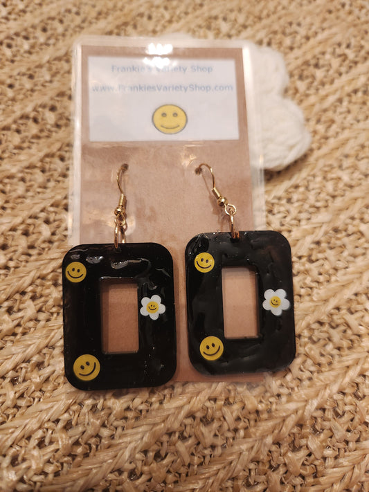 Happy Flower Earrings, black